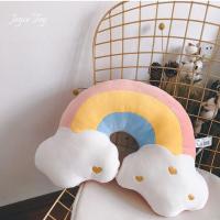 ins超软星星抱枕靠垫汽车沙发靠枕女生办公室靠背护腰午睡小枕头[9月24日发完] 软体星辰彩虹 45厘米