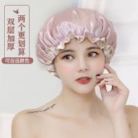 浴帽防水成人女款洗澡头发罩淋浴头套帽子沐浴发套防油烟发帽糖菲 豆沙粉[一个装]