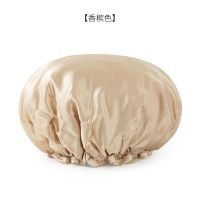 双层浴帽防水洗澡帽女款可爱加厚浴冒儿童女童沐浴头套头发套帽子 香槟色(1个装)