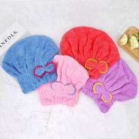 干发帽女超强吸水长发干发巾速干包头巾加厚可爱擦头发毛巾浴帽 [蝴蝶结]超强吸水紫色