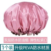 浴帽女防水淋浴帽子双层可爱一次性头套儿童女童干发帽速干洗澡帽 丝绸双层防水款[深宫粉]