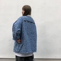 炸街牛仔外套女2021新款春秋港味复古f韩版宽松百搭夹克上衣ins潮 浅蓝色提花 S 建议100斤以下