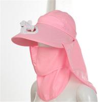 USB充电风扇帽子女士夏防晒防紫外线户外可拆卸带风扇遮阳太阳帽 刺绣带风扇粉色 均码可调节(送防风绳)