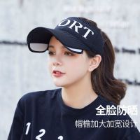 户外遮脸防晒帽女夏遮脸护颈防紫外线太阳帽出游骑行大沿遮阳帽男 黑色