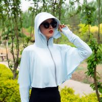 清仓冰丝帽子女夏季防紫外线遮阳帽户外骑车防晒帽太阳帽防晒面罩 蓝色一体防晒带紫外线卡
