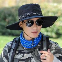 钓鱼帽男户外遮阳帽防嗮防水帽夏天骑车出游太阳帽可折叠拆卸凉帽 f14大帽沿款-黑[单帽]. 帽围56-60[可拆卸].