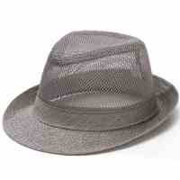 中老年帽子男透气夏天礼帽遮阳帽凉帽休闲户外网眼帽老人爸爸草帽 灰色 M(56-58cm)