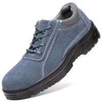 夏季劳保鞋男钢包头防砸防刺穿真牛皮防臭轻便透气耐磨电焊工作鞋 M19灰色(四季款) 36码