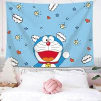 ins挂布叮当猫背景布哆啦a梦动漫墙布儿童卧室房间宿舍改造隔断帘 欧耶叮当猫 绒布1*0.75米[送工具]