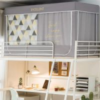 南极人学生宿舍床帘蚊帐支架一体式大学寝室单人上铺下铺遮光窗帘 坐床款-三角格调 80宽*190长*90高下铺单门