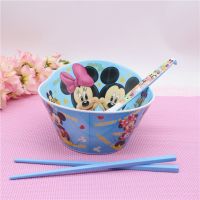 卡通可爱kitty餐具密胺防摔汤碗仿瓷饭碗创意宝宝儿童造型碗勺筷 大号米奇米妮造型碗+勺+筷子