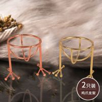 2个装美妆蛋架子化妆海绵蛋托收纳盒彩妆葫芦棉晾晒架金属收纳架 两个装鸡爪支架(镀金+玫瑰金)