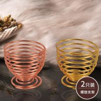 2个装美妆蛋架子化妆海绵蛋托收纳盒彩妆葫芦棉晾晒架金属收纳架 两个装弹簧支架(镀金+玫瑰金)