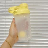 夏天高颜值水杯大容量紫色便携塑料杯子女夏季可爱水壶2020新款潮 黄色小号[500ml没吸管]