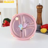 儿童卡通不锈钢分格餐盘304防烫便携饭盒小学生分隔型带盖便当盒 粉色饭盒(无赠品)