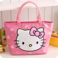 卡通hellokitty饭盒袋便当包学生饭盒袋 防水尼龙浴包逛街手拎包 大KT