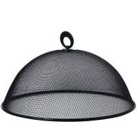 盖菜罩不锈钢防尘罩防绳罩防蚊罩子餐桌罩饭桌盖菜罩新款家用 黑色菜罩 24cm