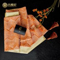 波浪纹餐桌桌旗新古典欧式简约现代轻奢样板间布艺新中式茶几桌布 波纹橙色 含芯抱枕45x45cm