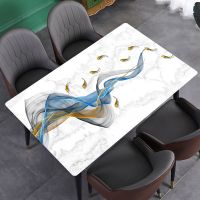 磨砂底印花软玻璃防水防油防烫PVC半透明桌布长方形饭桌茶几垫 九鱼图 50*100[茶几/餐桌]