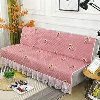 可折叠沙发垫沙发套罩沙发床布单人双人四季通用万能防滑1234套装 三叶草-----紫粉 左右长55*147cm(含花边)