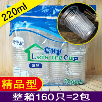 1000只一次性杯子塑料杯办公喝水泡茶杯一次性航空杯加厚整箱批发 160只=2包(精品竖纹)