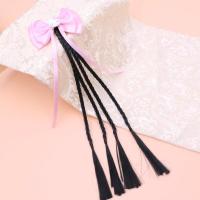 儿童假发发卡辫子宝宝冰雪奇缘公主麻花假头发蝴蝶结边夹鸭嘴顶夹 新KT猫蝴蝶结粉色