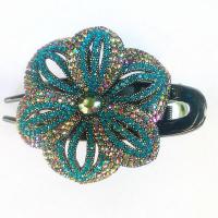 满天星鸭嘴夹盘发发夹水钻后脑勺抓夹发卡三齿夹头饰马尾顶夹子 满天星空孔蓝色