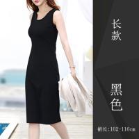 2021新款吊带背心连衣裙女春夏内搭打底长裙大码无袖直筒小黑裙女 修身-黑色 S (85斤以下)