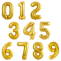 32寸数字气球立柱装饰宝宝周岁小孩生日场景布置大号年龄铝模气球 32寸金色数字(任选一)