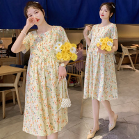 孕妇夏装时尚款连衣裙2021年新款洋气小清新孕妇装夏天碎花长裙子
