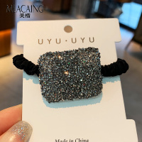 闪钻方块头绳女简约气质小肠发圈个性少女发饰ins风橡皮筋丸子头 矿灰色
