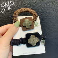 韩国东大门森系个性发绳水钻四叶草质感发圈小肠头绳丸子头发饰女