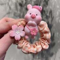 小清新皮套可爱小肠女童发绳短发小花猪丸子头头饰头绳夏天毛绒 小花背包猪猪