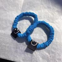 彩韩国东大门彩色皱褶发圈小肠发绳少女皮筋笑脸丸子头绳 宝蓝色 2根装