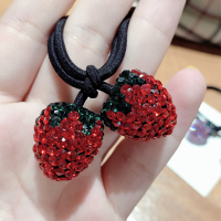 韩国东大门新款发绳高弹力发圈水果闪钻头绳奢华满钻大号草莓皮筋 红色双草莓满钻 80%的客户选择