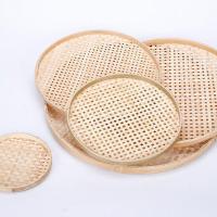 竹编制品有孔簸箕大孔小孔竹筛子家用晾晒圆簸箕米筛竹匾绘画装饰 竹黄18cm/孔5mm