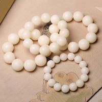 天然白玉菩提根手串高密顺白圆珠菩提子新款男女佛珠单圈素珠手链 白玉菩提圆珠手链 10MM[女款]