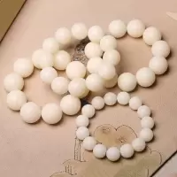 天然白玉菩提根手串高密顺白圆珠菩提子新款男女佛珠单圈素珠手链 白玉菩提圆珠手链 10MM[女款]