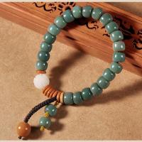 原创天然绿菩提手串 阴皮风化菩提根108颗佛珠单多圈手链男女配饰 单圈款