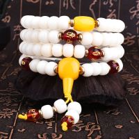 天然白玉菩提根手链108颗男女士手持念佛珠手串情侣饰品 单圈手串带佛头 10mm圆珠