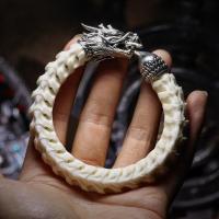 原创泰国蛇骨手链天然文玩骨头手串辟邪保平安男女情侣款饰品 14mm(白骨龙头款)