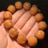 风华菩提根雕刻宝宝佛手串 菩提雕刻宝宝小佛头男女菩提文玩手串 黄色19mm左右