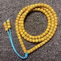 星月菩提老陈籽鸡油黄老型长串108颗佛珠海南原生态男女文玩手串 6乘5直切优选120颗