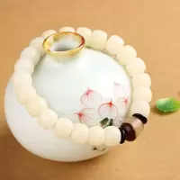 [假一赔十]天然白玉菩提根手串单圈菩提子桶珠手链男女情侣礼物 [椰壳隔片+阴阳菩提款]