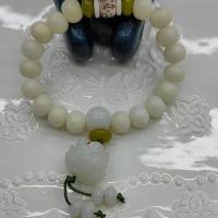 [尚鑫珠宝]白玉菩提莲花手串单圈情侣手串菩提根星月菩提子 莲花9mm+