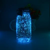 创意生日礼物玻璃瓶许愿瓶520塑料管星星空瓶荧光瓶发光的夜光瓶 蓝色- 小号