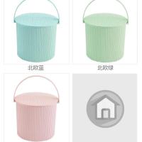 水桶凳塑料水桶可坐加厚家用储水钓鱼桶手提洗澡篮带盖储物收纳桶 加厚小号高度20厘米颜色随机