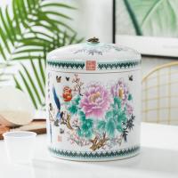 景德镇陶瓷家用装米桶带盖密封罐防潮防虫面粉杂粮储米箱米缸10斤 [10斤装富贵和平]