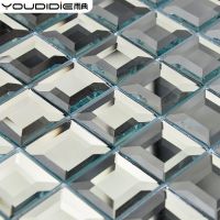 水晶玻璃马赛克5面磨边镜面玻璃背景墙瓷砖电视拼图背景墙KTV墙贴 银色 不带背胶