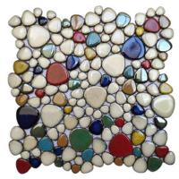 陶瓷窑变鱼池马赛克鹅卵石瓷砖防滑地砖洗手间室外水池泳池温泉池 七彩色